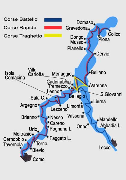 Public boat routes on Lake Como